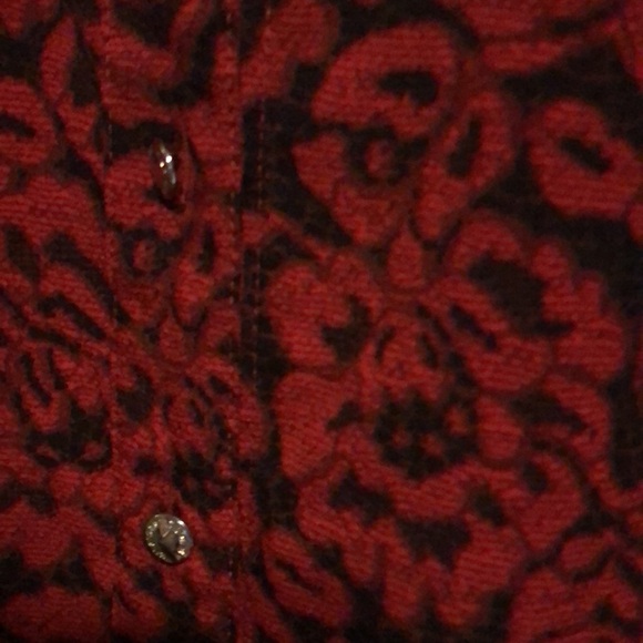 Tommy Hilfiger blouse faux velvet brocade roses ruffled neckline n cuffs M - Picture 6 of 6